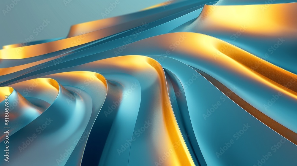 Aufkleber an abstract image showcasing a smooth undulating surface with gradients of blue and gold creating a 