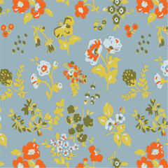 big flowers pattern , tropical floral, small flowers , flowers with leavers . vector illustration