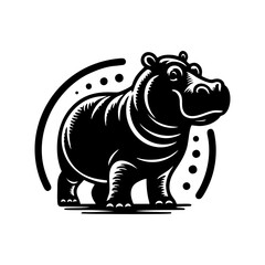 Hippo logo design. hippopotamus logo sign isolated vector illustration