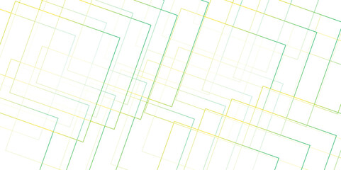 Abstract Yellow and Green background design with layers of Geometric squares with digital connection of lines. Vector futuristic digital landscape with lines.