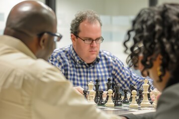 Captivating Corporate Training Session: Executives Engaging in Leadership Chess Game