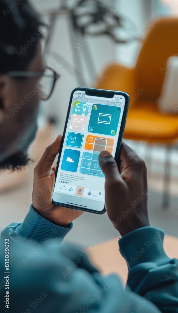 Poster engaging online learning experience with ai tutoring app on smartphone