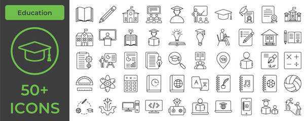 Comprehensive Education Icon Pack: Perfect for Schools, Universities, and E-Learning Platforms
