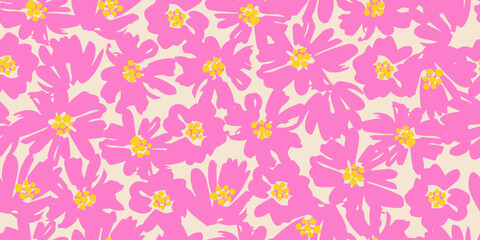 Exotic hand drawn flowers, seamless patterns with floral for fabric, textiles, clothing, wrapping paper, cover, banner, home decor, abstract backgrounds.