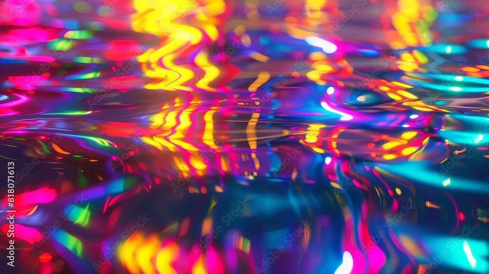 Aufkleber holographic rainbow chrome wave effect abstract fractal geometric background for space disco party v