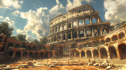 Lifelike Coliseum Battlefield for Battles Video Game,
The colosseum Rome
