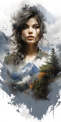 Elemental Beauty: Woman and Mountain Merge