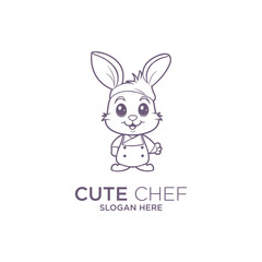 Rabbit chef logo vector illustration
