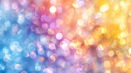 Fototapeta premium Abstract blur bokeh banner background. Rainbow colors, pastel purple, blue, gold yellow, white silver, pale pink bokeh background --ar 16:9 Job ID: 723fec82-95c7-45ea-b87d-5e591a4a9222