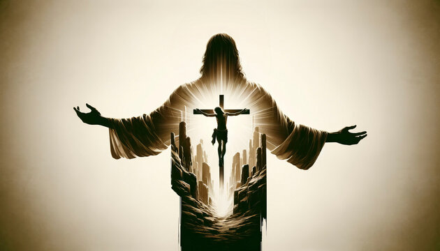 Christ's Journey: Double Image of the Crucifixion of Christ within the Resurrected Christ.