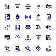 Business icon pack for your website, mobile, presentation, and logo design. Business icon dual tone design. Vector graphics illustration and editable stroke.