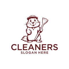 Beaver cleaners logo vector illustration