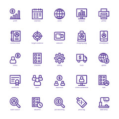 Business icon pack for your website, mobile, presentation, and logo design. Business icon basic line gradient design. Vector graphics illustration and editable stroke.