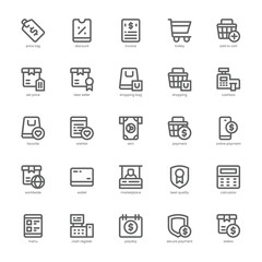 Shopping and Store icon pack for your website, mobile, presentation, and logo design. Shopping and Store icon outline design. Vector graphics illustration and editable stroke.