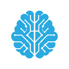 Human brain and artificial intelligence flat design