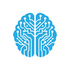 Human brain and artificial intelligence flat design