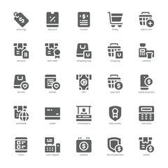 Shopping and Store icon pack for your website, mobile, presentation, and logo design. Shopping and Store icon glyph design. Vector graphics illustration and editable stroke.