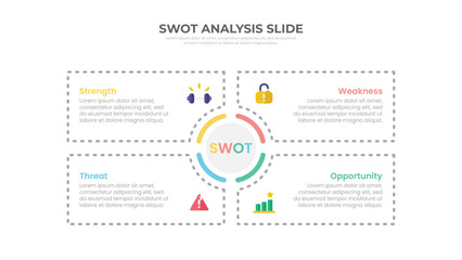 SWOT Analysis Slide Infographic with 4 rectangular elements