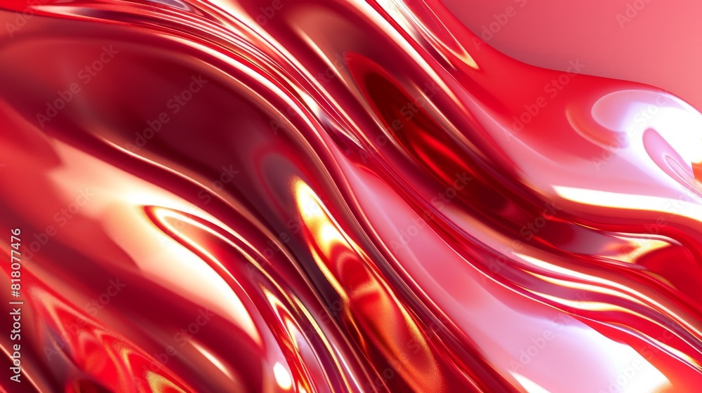 Poster vibrant and dynamic abstract image featuring flowing red and gold hues with a reflective glossy surf