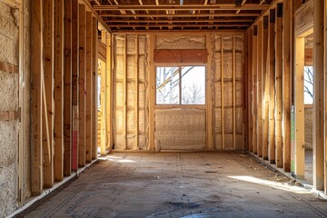 A room with wooden framing and multiple windows, devoid of any furniture or occupants