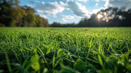 A close-up of freshly cut green grass in a lush pasture.