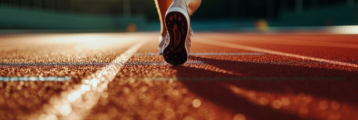 Runner mid sprint on a sunlit outdoor track