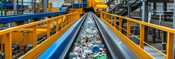 Conveyor belt system in a recycling facility