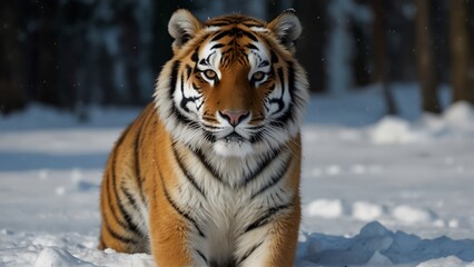Tigers Prowling Through Snowy Silence