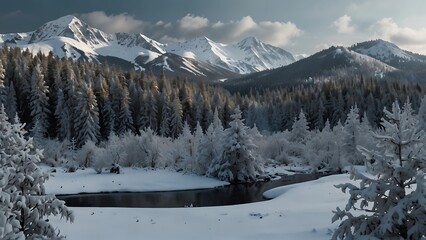 Fototapeta premium Embracing the Snow Forest's Beauty