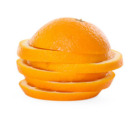 Slices of juicy orange isolated on white