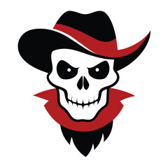 Cowboy skull. Bandit with hat and bandanna vector on white background