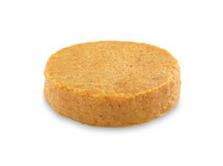 Uncooked lentil cutlet isolated on white. Vegetarian product