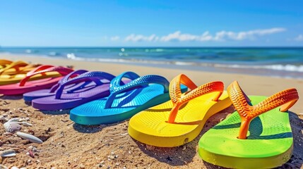 Beach flip flops. Generative AI