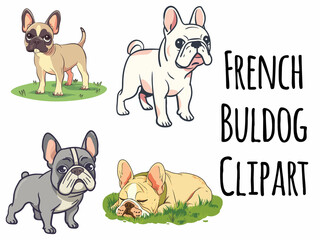 Fototapeta premium Cute French Bulldog vector clipart illustration, sublimation