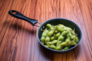 beans in a wooden bowl