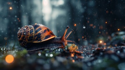 snail crawling on the ground - Powered by Adobe
