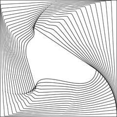 Square dynamic twisted spiral. Modern graphic element