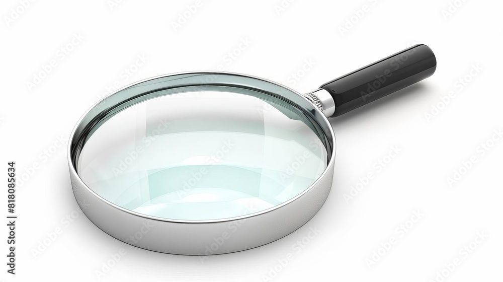 Poster magnifying glass isolated on white with clipping path 3d rendering