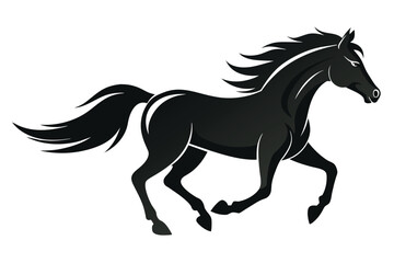 Drawing the silhouette of running horse vector