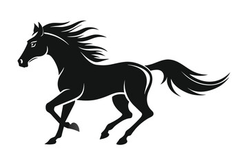 Fototapeta na wymiar Drawing the silhouette of running horse vector