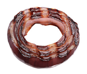 Slice of grilled red onion isolated on white