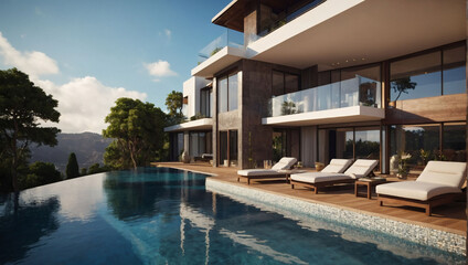 Contemporary Luxury Villa, Stunning D Digital Art