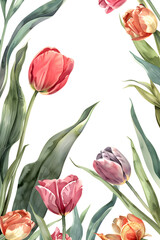 Obraz premium Watercolor tulips on a white background