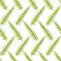 Tropical Palm green tree leaves Seamless pattern. Jungle Plants fern repeat Vector Pattern isolated on White Background. Summer background for textile, paper and fabric print 