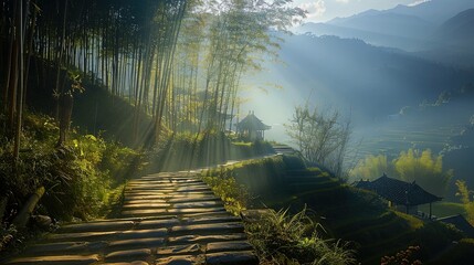 The path of the bamboo UHD wallpaper