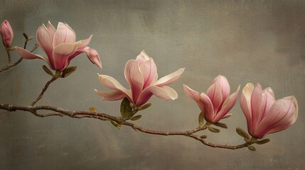 Pink magnolia flowers. Generative AI
