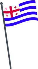 Fototapeta premium Ajaria flag waving on pole. national flag pole transparent.