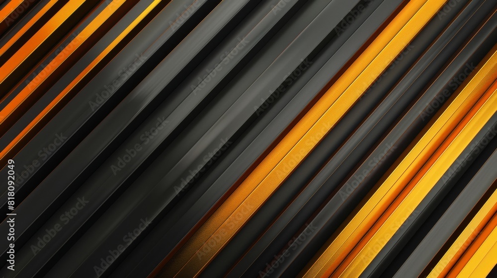 Poster the image displays a series of reflective diagonal stripes alternating between orange and black, cre