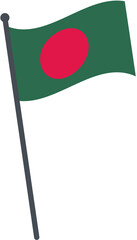 Bangladesh flag waving on pole. national flag pole transparent.