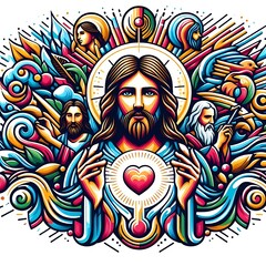 A colorful art of jesus christ lively used for printing attractive has illustrative.
